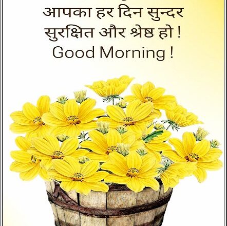 Good Morning-flower bucket with hindi blessing message