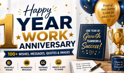 Happy 1 Year Work Anniversary Wishes, Messages, Quotes and Images