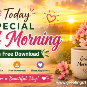 Today special good morning image free with flowers, tea cup, nature and positive wishes